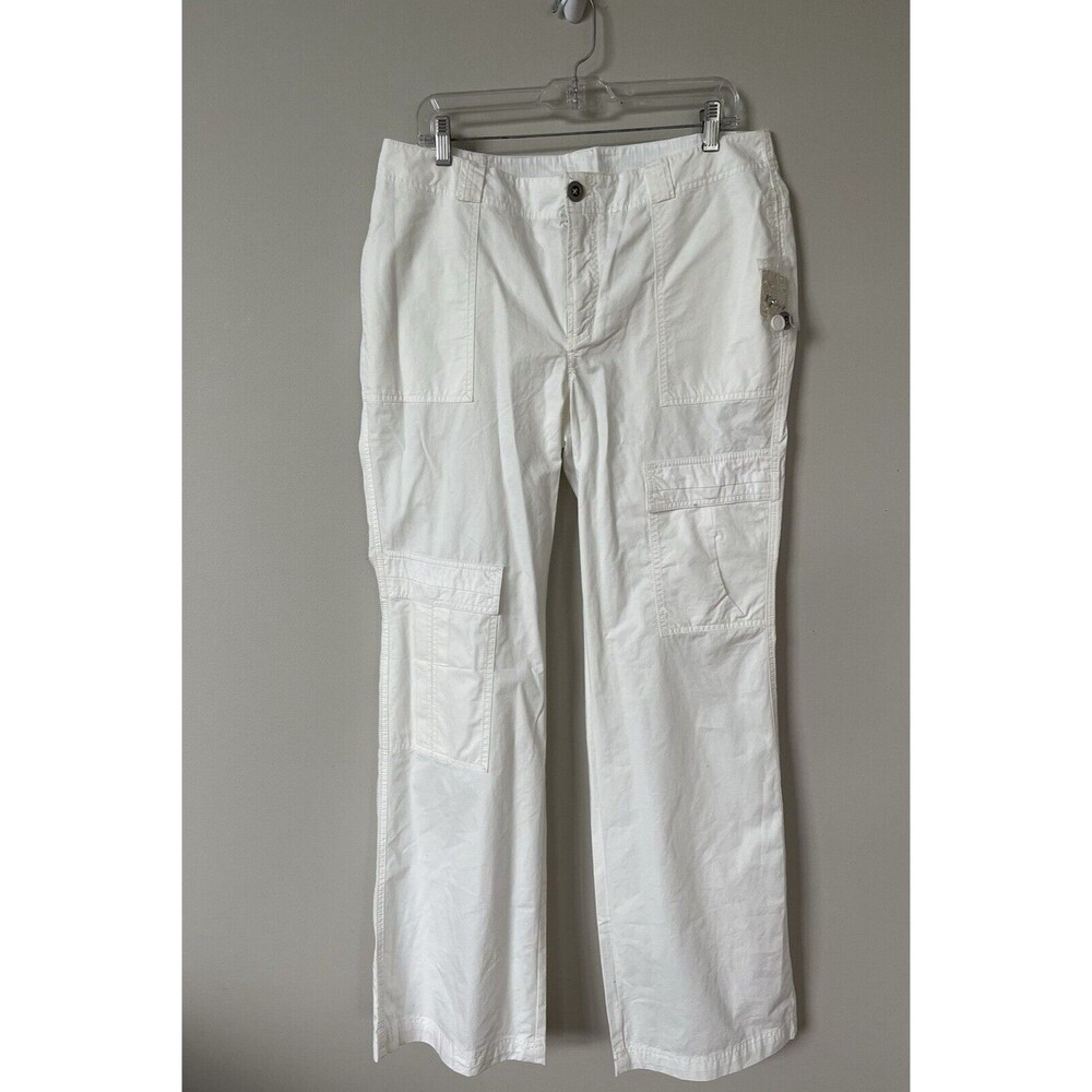 Free People Pants Cargo Women White Cotton Trousers Preppy Straight Leg 12 NWT